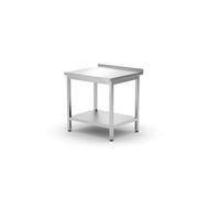 HENDI Tavolo da lavoro, banco da lavoro cucina, piano di lavoro, tavolo multiuso, a parete, con ripiano, avvitato, piedini regolabili, da montare, con alzatina: 40 mm, 800x700x(H)850 mm, acciaio inox