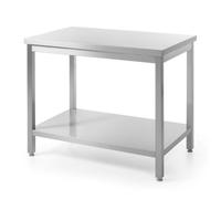 Hendi Tavolo da lavoro per carichi pesanti, piano di lavoro, con ripiano, da montare, piedini regolabili, zona di lavoro a 360°, per ristorante, bar, cucina, 1400 x 600 x 850 mm, in acciaio inox