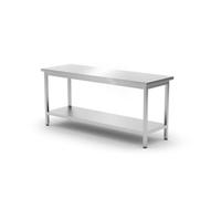 HENDI Tavolo da lavoro professionale, con ripiano, profondità 600mm, tavolo da cucina, tavolo in acciaio inox, per l'auto-assemblaggio, piedi regolabili in altezza, 1800x600x(H)850mm, acciaio inox