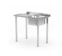 HENDI Tavolo imbullonato con lavello, autoassemblante, gambe di profilo regolabili, foro per rubinetto ø30 mm, scarico ø50 mm, 800x600x(H)850mm, acciaio inox