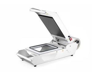 HENDI Termosigillatrice di vaschette, termosaldatrice di vassoi, sigillatore vassoio compatto, universale, incl. 1 matrice in PE per contenitori alimentari 227x178mm, 230V, 700W, acciaio inox