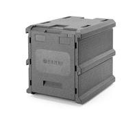 HENDI Thermobox, per 9 vassoi da 600 x 400 mm, distanza binari: 50 mm, impilabile, resistente alle alte temperature, scatola per il trasporto, scatola isolante, scatola per conservare al caldo, 128 l