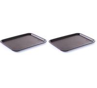HENDI Vassoio da portata AmerBox, grande, rettangolare, multiuso, vassoio da servizio, da cucina, per fast food, per servire cibo e bevande, 350x450x(H)20mm, marrone, polipropilene (Confezione da 2)