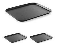 HENDI Vassoio da portata, grande, rettangolare, multiuso, vassoio da servizio, da cucina, per fast food, per servire cibo e bevande, resistente fino a 80°C, 350x450x(H)20mm, nero, polipropilene