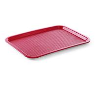 HENDI Vassoio da portata, medio, rettangolare, multiuso, vassoio da servizio, da cucina, per fast food, per servire cibo e bevande, 305x415x(H)20mm, rosso, polipropilene