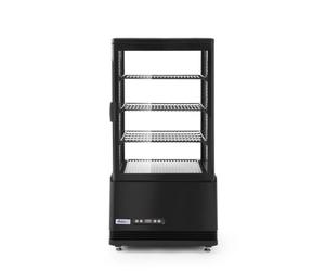 HENDI Vetrina da Esposizione Refrigerata, Sbrinamento Automatico, Sistema Antifog, 3 Ripiani, Illuminazione LED 68L, 230V, 170W, 452x406x(H)891mm, Nero, ABS, Doppio Vetro