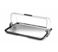 HENDI Vetrina espositiva con coperchio Roll-Top, display Buffet, set espositore con doppia funzione: riscaldamento o raffreddamento, incl. 2 blocchi di gel, vassoio in inox, 465x315x(H)195mm, PP
