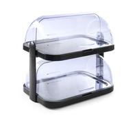 HENDI Vetrina espositiva refrigerata doppia con coperchi rotanti roll-top, set a 2 livelli con vassoi in acciaio inox, 4 elementi refrigeranti, 440x320x(H)440mm, nero, ABS, SAN