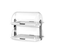 HENDI Vetrina, espositore, display, doppio, per cibo, Buffet, banchetti, cucina, ristoranti, pasticceria, panetterie, con coperchio trasparente rotante Roll-Top, 380x260x(h)355 mm, PP, PS