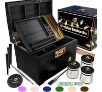 HENEVOL HOVANZO Grande scatola portaoggetti di alta qualità, a prova di odore, con vassoio arrotolabile, in legno, per erbe e accessori, set con serratura a combinazione