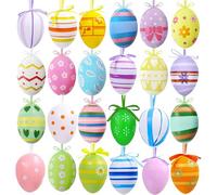 HenfuME 24 Pezzi Ovetti Pasquali da Appendere,Uova Decorative Pasquali,Albero di Pasqua da Decorare, Uova Pasquali Decorative,Easter Eggs,Uova Pasquali per Decorare Interni Ed Esterni