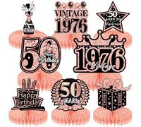 HenfuME Decorazioni Compleanno,8 Pz Centro Tavolo Addobbi Compleanno Addobbi 50 Anni Donna Decorazioni Tavolo Compleanno da Oro Rosa Toppers da Tavolo per Uomini E Donne (50 Anni)