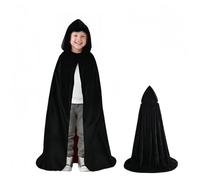 HenfuME Mantello Nero Con Cappuccio,Mantellos Halloweenn Bambino,Mantello Halloween,Mantelli Lungo Velluto Unisex Halloween Wicca Vampiro Masquerade Costume 90