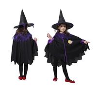HenfuME Vestito Halloween Bambina, Costume Da Strega, Vestito Ragazza 140cm