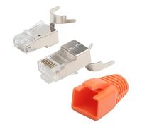 HENGBIRD 10 Pezzi Connettori RJ45 CAT 7 CAT 6A, con Contatti Placcati Oro 50μ, Pass-Through Schermati, Compatibili con Cavi LAN AWG23, per Rete 10 Gbps POE, con Guida Cavi e Protezione