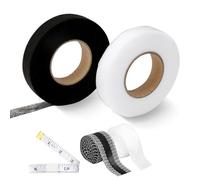 HENGBIRD 2 pezzi, 2 cm x 64 m, nastro termoadesivo per tessuti e 2 pezzi, 2,5 cm x 10 m, orlo svelto termoadesivo forte, orlo svelto, orlo adesivo per tessuti per tende, pantaloni