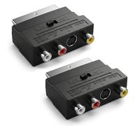 HENGBIRD 2 Pezzi Adattatore da Scart a 3 Prese RCA in/out Commutatore S-Video S-VHS AV Audio Video Nero per Dispositivi AV, Lettore VHS, Videoregistratore, Connettori con Contatti Placcati in Oro