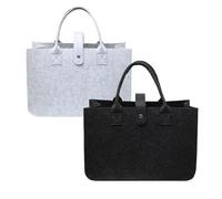 HENGBIRD 2 Pezzi Borsa per Legna da Ardere in Feltro, Borse per Spesa Cesto per Legno Pieghevole Portalegna da interno per Camino per Shopper Portariviste da Terra Giornale Vestiti Giocattoli