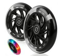 HENGBIRD 2 Ruote per Scooter da 12 cm, Robuste Ruote di Ricambio in ABS con Durezza 88A, Cuscinetti a Sfera ABEC-9 e Funzione Luminosa a LED senza Batteria, Nero
