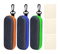 HENGBIRD 3 Pezzi Custodia per Occhiali per Occhiali da Viaggio Cerniera Custodie per Occhiali Rigide Colorate Custodia Rigida per Occhiali in Tessuto Denim Portatile Custodia Custodia Occhiali Rigida