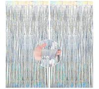 HENGBIRD 4 Tende a Tinsel in Argento Glitterato 1 m x 2,5 m con Tinsel Color Argento Tinsel Lungo Adatte per Compleanni Matrimoni Lauree Feste Decorazioni