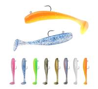 HENGBIRD 50 Pezzi Set di Gummifisch per Pesca al Luccio e Sandro 40 Pz Esche Artificialicon 10 Teste Jig Cebos Multicolori per la Pesca in Acqua Dolce e Salat