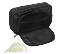 HENGBIRD astuccio scuola inter 3 scomparti Grande portapastelli cancelleria Multifunzionale Fibra di poliestere pouch con triangolo cancelleria per scuola nero