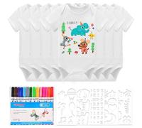 HENGBIRD Body da Neonato per Bambini Maniche Corte Pacco da 8, con 8 body a maniche corte (38 x 21 cm) 14 pennarelli colorati in tessuto 5 stencil per baby shower baby shower