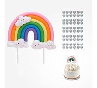 HENGBIRD decorazioni torta compleanno per arcobaleno a forma di nuvola, arcobaleno per torta in ceramica morbida con adesivo argentato,Materiale inodore e sicuro,decorazione torta compleanno di buon