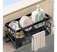HENGBIRD Il porta spugne lavello cucina in acciaio inox nero con funzione di drenaggio organizer lavello cucina può essere realizzato porta spugna della organizer lavello