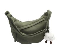 HENGBIRD Mezzaluna borsa da donna, verde, mezza luna, borsa a tracolla grande, borsa a tracolla da donna, in corda, tinta unita, borsa a tracolla