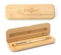 HENGBIRD Penna a Sfera in Legno - Regalo di Successo per Colleghi, Nuovo Lavoro, Inizio Studio - Incisione a Quadrifoglio, Confezione Regalo