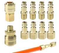 HENGBIRD raccordo rapido aria compressa 10 pezzi 1/4 BSP - attacco rapidos aria in ottone con raccordo pneumatico 1/4, connettore rapido arias attacco rapidos compressore accoppiatore euro pneumatico