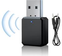 HENGBIRD Ricevitore Bluetooth 5.1 per auto con porta AUX da 3,5 mm, interfaccia USB, Plug & Play, microfono integrato, Plug and Play, doppia connessione, adatto per auto/PC/TV/altoparlanti cablati