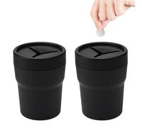 HENGBIRD Set di 2 Pattumiere Auto con Coperchio - Mini Cestino per Auto Compatto da Portabicchieri, Impermeabile, Facile da Pulire, Contenitore Multiuso Nero, Accessori Interni Auto