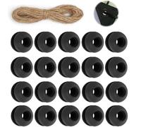 HENGBIRD Set di 20 Occhielli in plastica con Corda 5m, Multiuso Occhielli a Scatto autosigillanti, Occhiello Telone 23x23x10mm Nero per Teli, Piscine, Teloni Fai da te