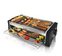 HengBO Griglia Elettrica Griglie Elettriche Bistecchiera, BBQ Senza Fumo, Elettrico Doppio Strato con Vassoio Raccogli Olio per Party Riunione di Famiglia in Balcone e Giardino - 2000W