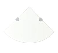 HengCaDa Set di 2 mensole angolari con supporti cromati in vetro di sicurezza temperato, 35 x 35 cm, ideali per cucina, bagno, soggiorno, camera da letto, corridoio o ufficio, mensola da parete