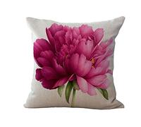 Hengjiang federa copricuscino morbida, quadrata, in cotone, con motivo floreale di rose rosse 05