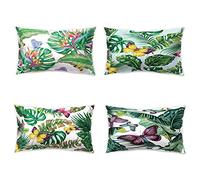 Hengjiang Federa per cuscino farfalla verde pianta foglia stampa su entrambi i lati morbido peluche federa 30 cm x 50 cm 4 pezzi