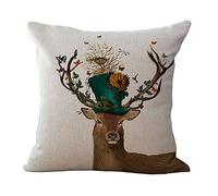 Hengjiang Federa per cuscino per divano con cervo, morbida e decorativa, motivo: alce (05)