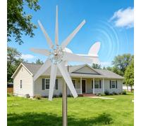 HENGJINGTR Generatore Eolico Piccolo a Basso Rumore da 19000W con 8 Pale 12/24/48V Kit Turbina Eolica con Controller Ibrido Eolico-Solare per Uso Domestico, Casa, Camper, Fattoria,24V