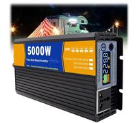 HENGJINGTR Inverter di Potenza, con 1 Presa AC E Display LCD 5000W Inverter A Onda Sinusoidale Pura 12V/24V/48V/60V/72V DC A Convertitore AC 110V/220V per RV, Camper, Casa,12v to 220v 50hz