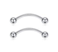 hengkaixuan G23 - Piercing per capezzolo in titanio, 1 paio, barra dritta per piercing alla lingua, filettatura interna, 12, 14, 16G, Titanio, Nessuna pietra preziosa