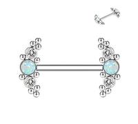 hengkaixuan G23 - Piercing per capezzolo in titanio 14 G, con filettatura interna, gioiello da donna, 16mm, Titanio, Nessuna pietra preziosa