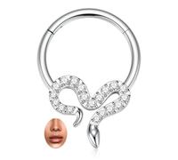 hengkaixuan Piercing per setto nasale in titanio, a forma di serpente, per piercing al trago, elica, cartilagine, da donna, Titanio, Zirconie sintetico