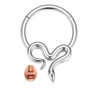 hengkaixuan Piercing per setto nasale in titanio, a forma di serpente, per piercing al trago, elica, cartilagine, da donna, Titanio, Non pietra preziosa