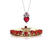 Hengkaixuan - Set di Gioielli Evie con Diadema e Collana a Forma di Cuore Rosso, 'Descendants', Per Ragazze, Halloween, Principessa, Natale, Idea Regalo, Lega di Zinco, Acrilico, Zinco, Strass