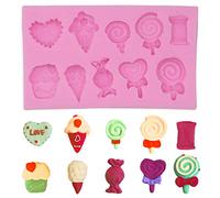 Hengke 2 stampi in silicone a forma di gelato, caramelle, lecca-lecca per budino, muffin, stampini per stampo, fondente barocco, cioccolato, cubetti di ghiaccio, biscotti, torte, decorazioni per torte