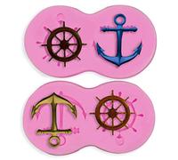 HengKe 2 stampi in silicone a forma di timone, ancora, per budini, muffin, muffin, fondente barocco, cioccolato, cubetti di ghiaccio, biscotti, torte, torte, decorazioni, argilla polimerica